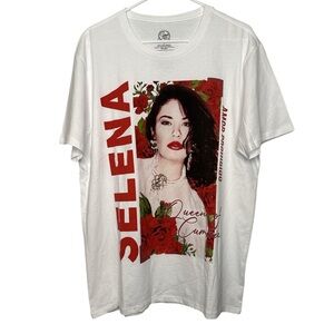 Selena Amor Prohibido Graphic Print White T-Shirt Size Large